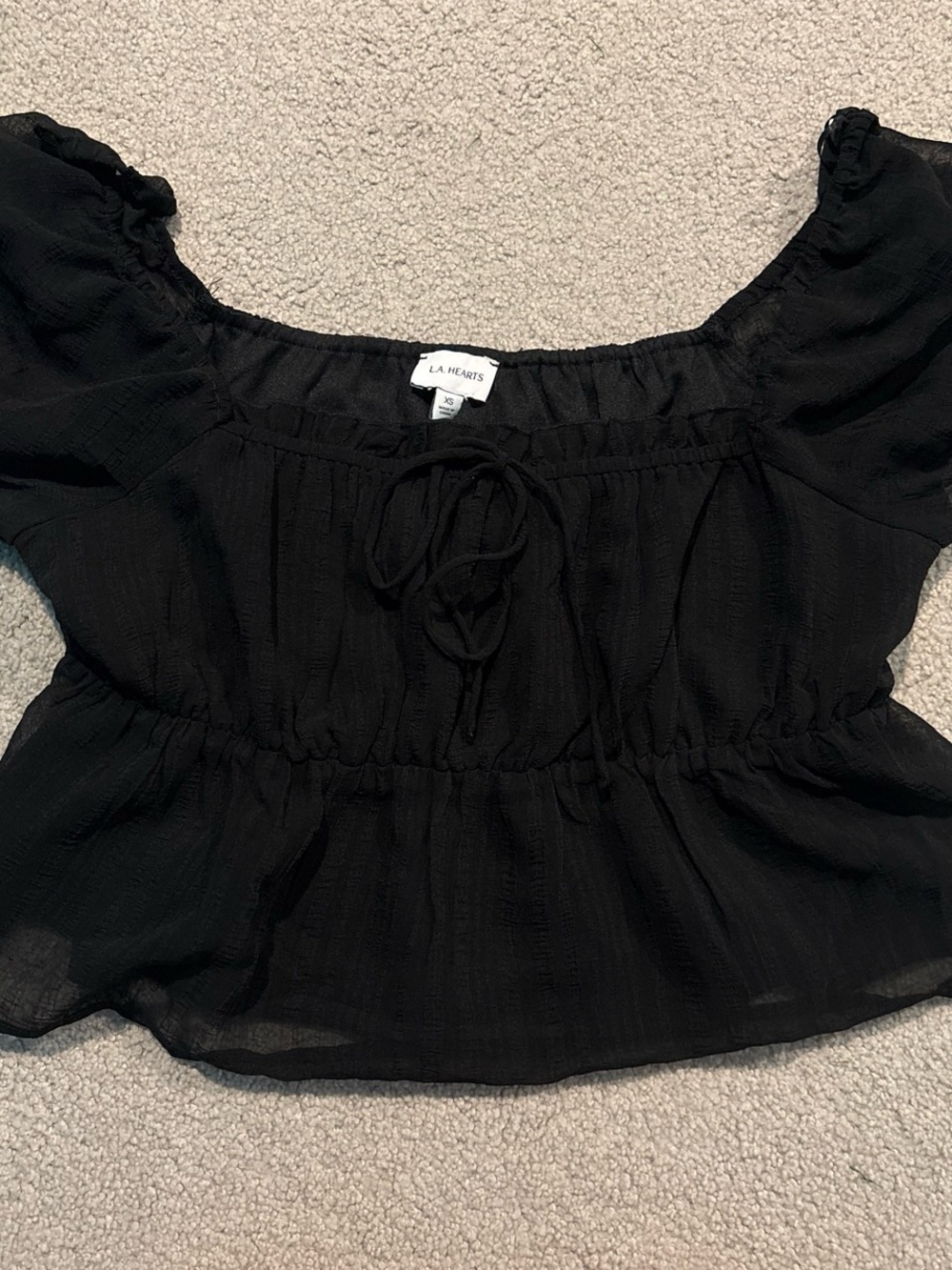 LA Hearts Black Babydoll Crop Top